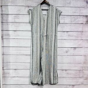 Cloth & Stone Jumpsuit Striped Wide Leg Linen Blend Casual Size Small Drawstring